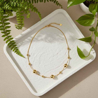 Multi Ball Necklace - Gold Stainless Steel