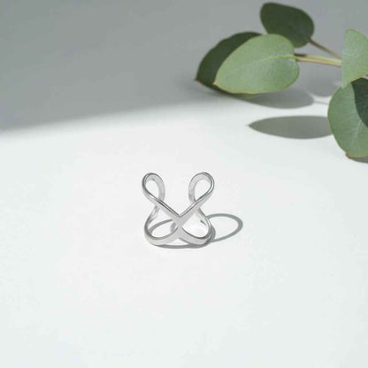 Open X Ring - Grey Stainless Steel
