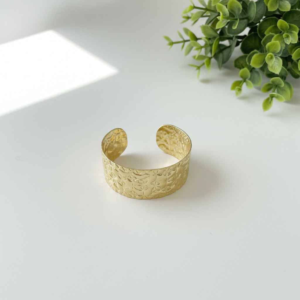 Beaten Stainless Steel Cuff - Gold Stainless Steel