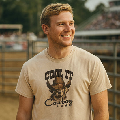 T-shirt "Cool it cowboy" imprimé