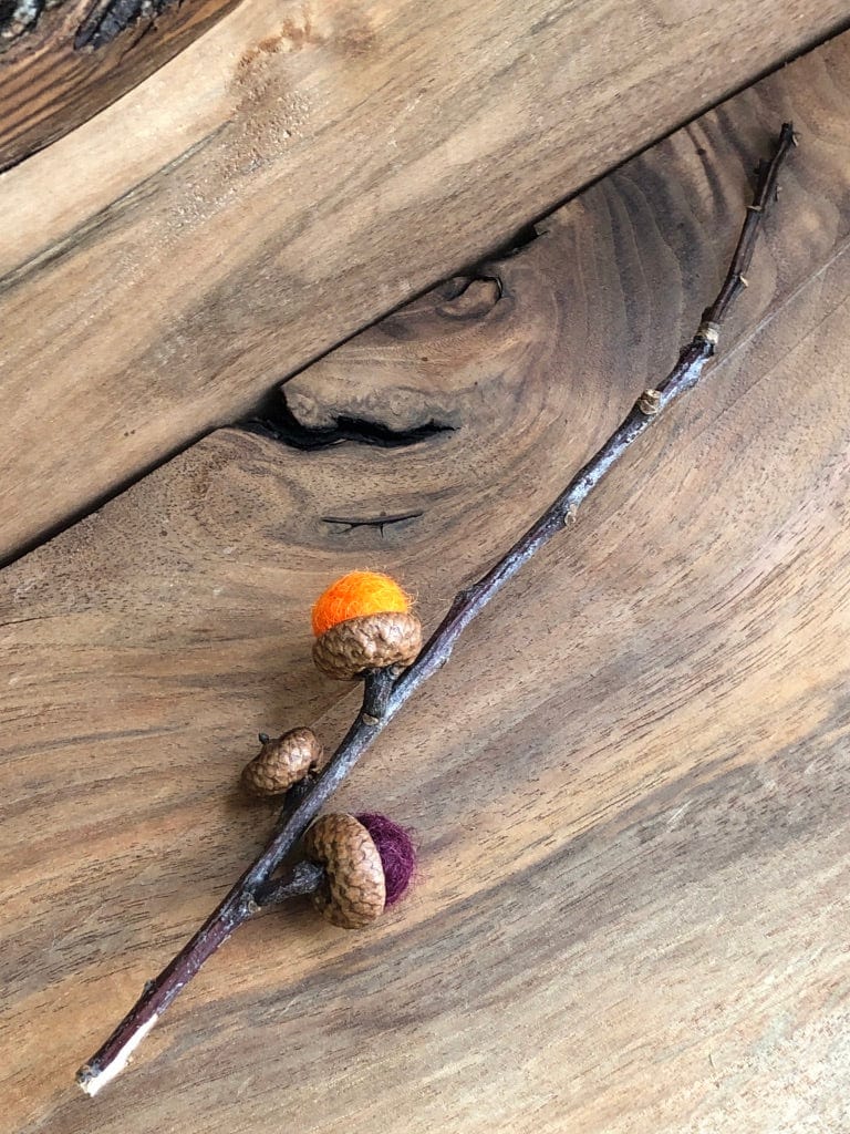 Acorn Stem | Felted | Burgundy & Orange