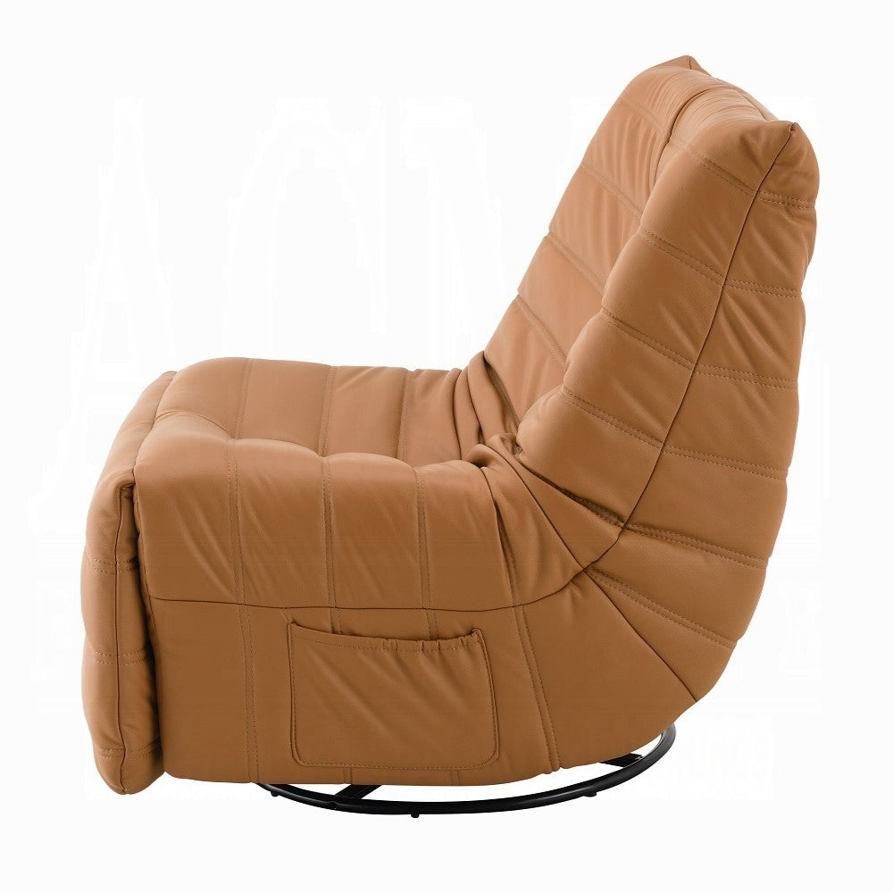 Brasov Swivel Faux Leather Recliner Accent Chair - Burnt Orange
