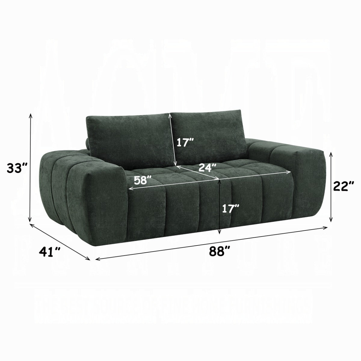 Cushy Condo Size 2 & 3 Seater Plush Sofas - Dark Green