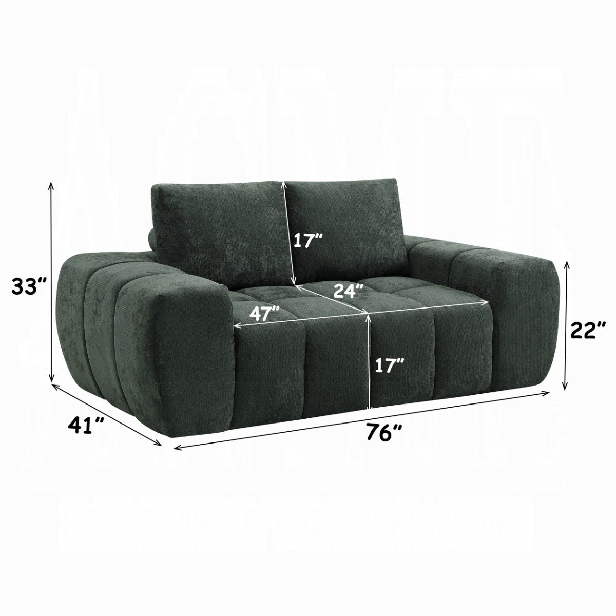 Cushy Condo Size 2 & 3 Seater Plush Sofas - Dark Green