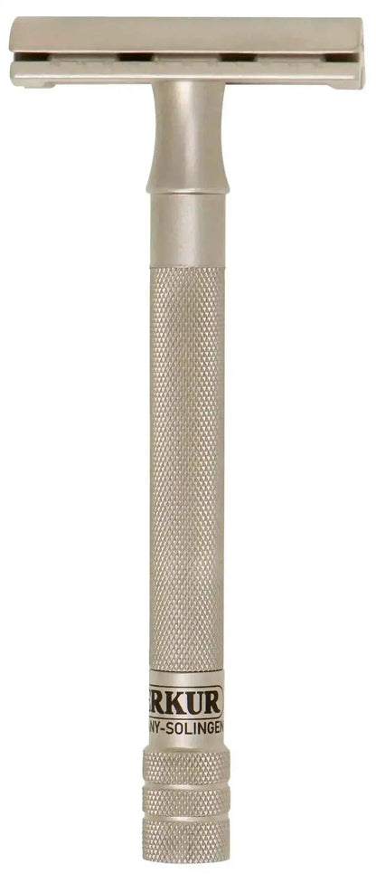 Merkur 23-INOX 3-Piece DE Safety Razor, Closed Comb, Extra Long Handle, Stainless Steel