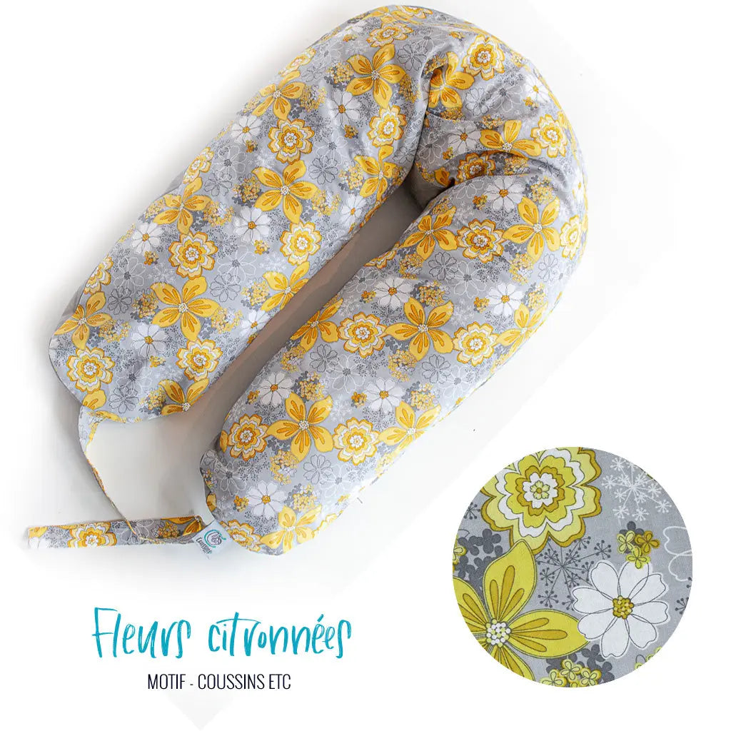 Coussin de maternité multifonctions "Fleurs Citronnées"