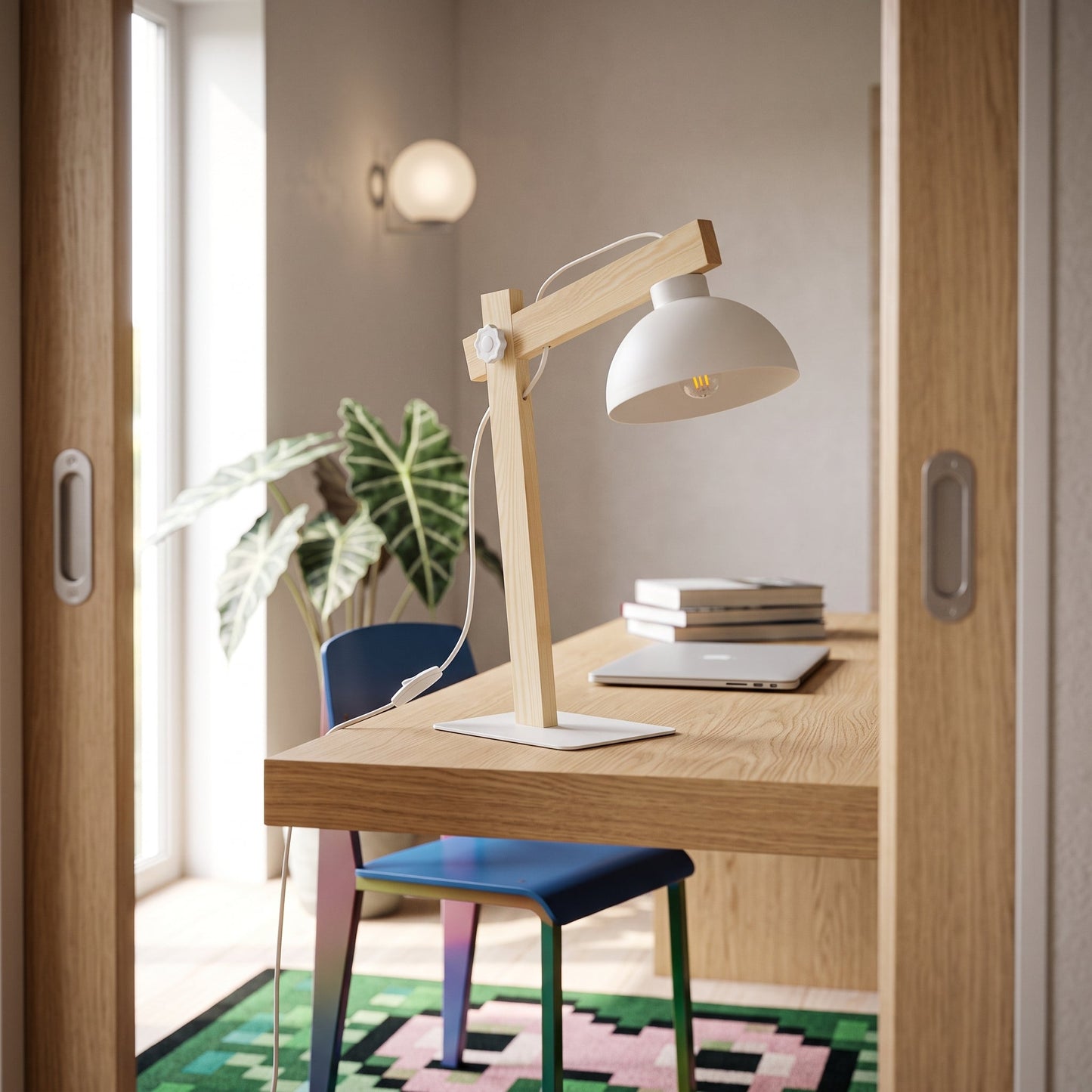 OSLO White Scandinavian Table Lamp for Bedroom & Nightstand