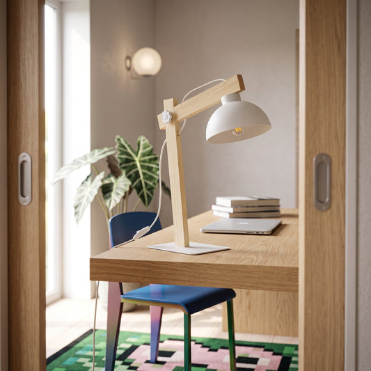 OSLO White Scandinavian Table Lamp for Bedroom & Nightstand