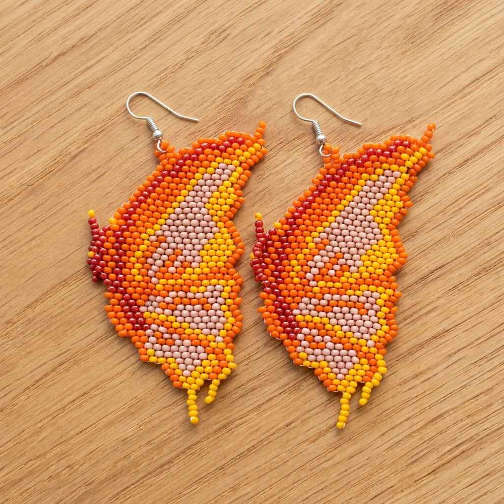 Flame Feather Beaded Earrings