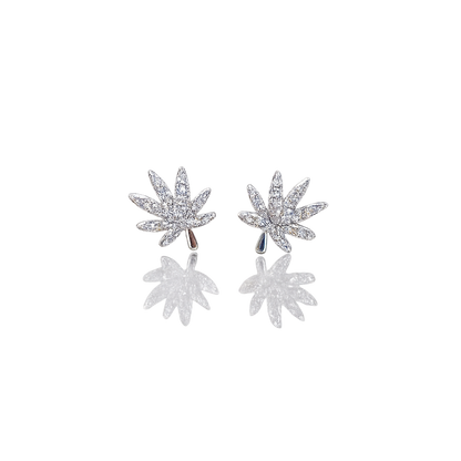 SILVER CANNABIS LEAF EARRING
