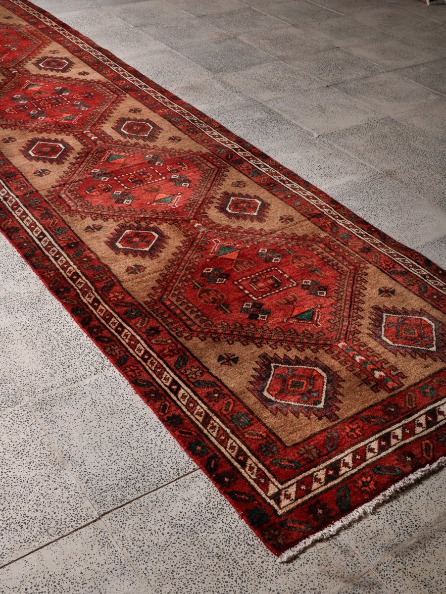 Persian Meshkin Runner Rug | 3' 6” x 13' 4"