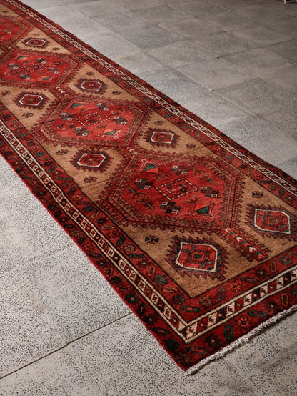 Persian Meshkin Runner Rug | 3' 6” x 13' 4"