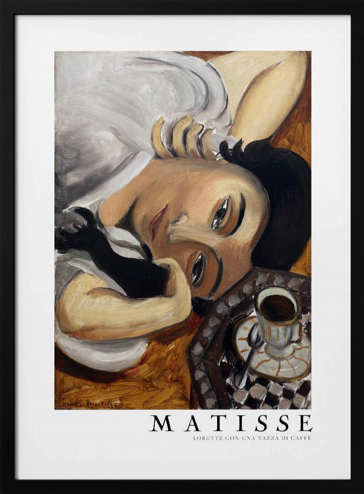 Wall art Lorette Con Una Tazza Di Caffe 1916 Boarder