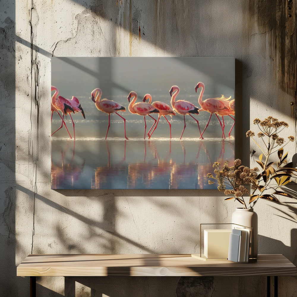 Wandbild Flamingo-Landschaft