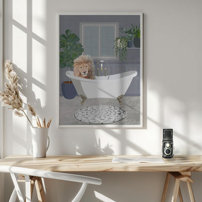 Wandbild Löwe nimmt ein Bad Leinwandbild