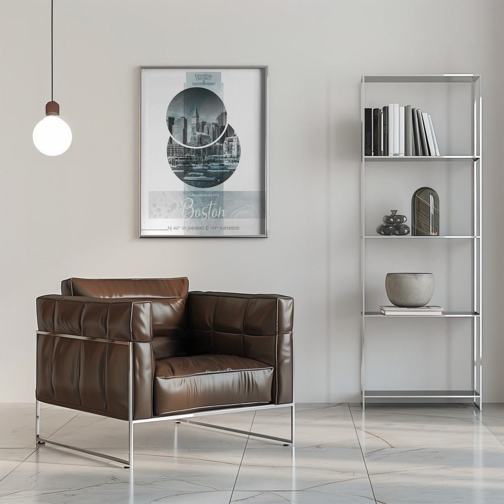 Wall art Poster Art BOSTON Waterfront | turquoise marble