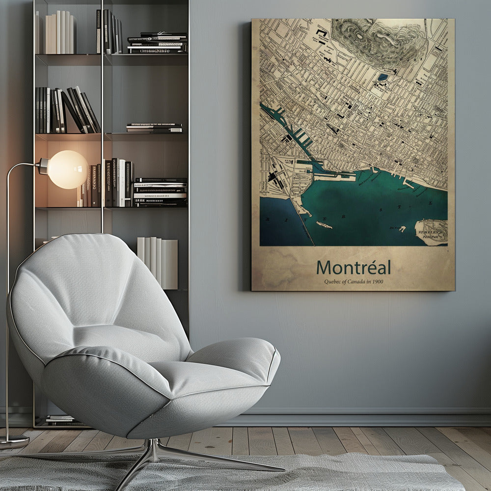 Wandbild Montreal Karte