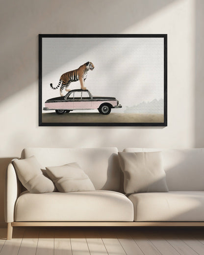 Wall art Tiger on a car roof