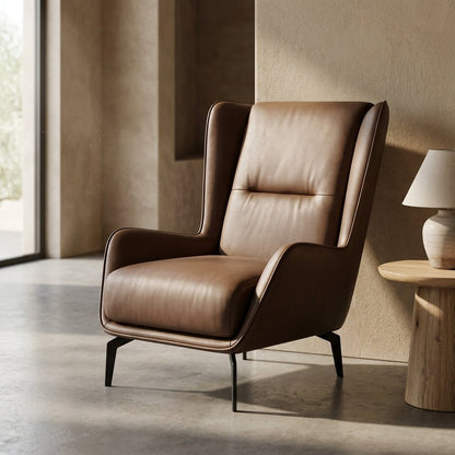 PM06 Premium Relaxsessel aus Rindsleder mit Ottoman
