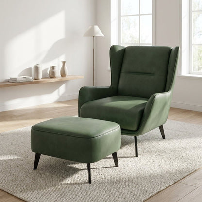 PM06 Premium Relaxsessel aus Rindsleder mit Ottoman