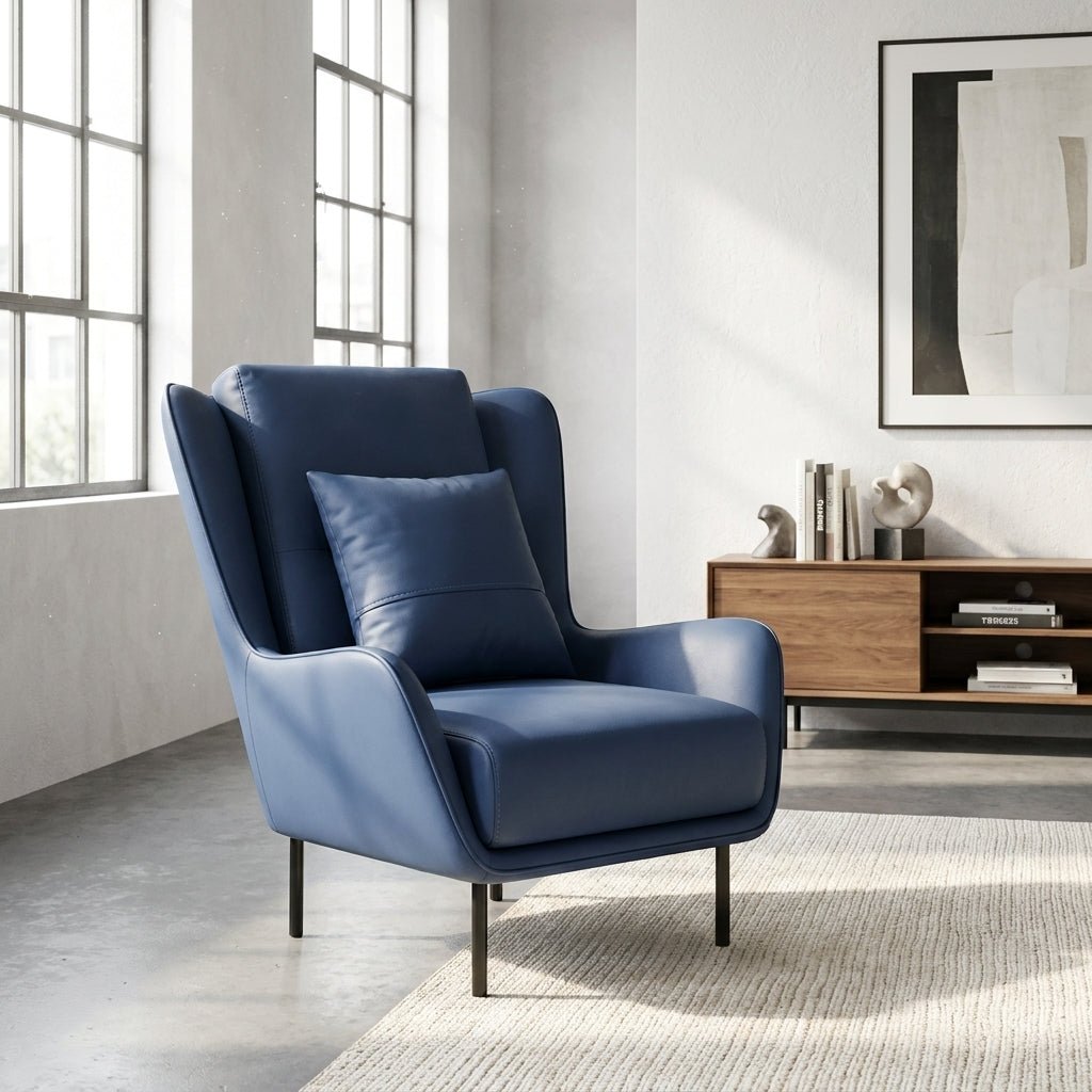 PM06 Premium Relaxsessel aus Rindsleder mit Ottoman