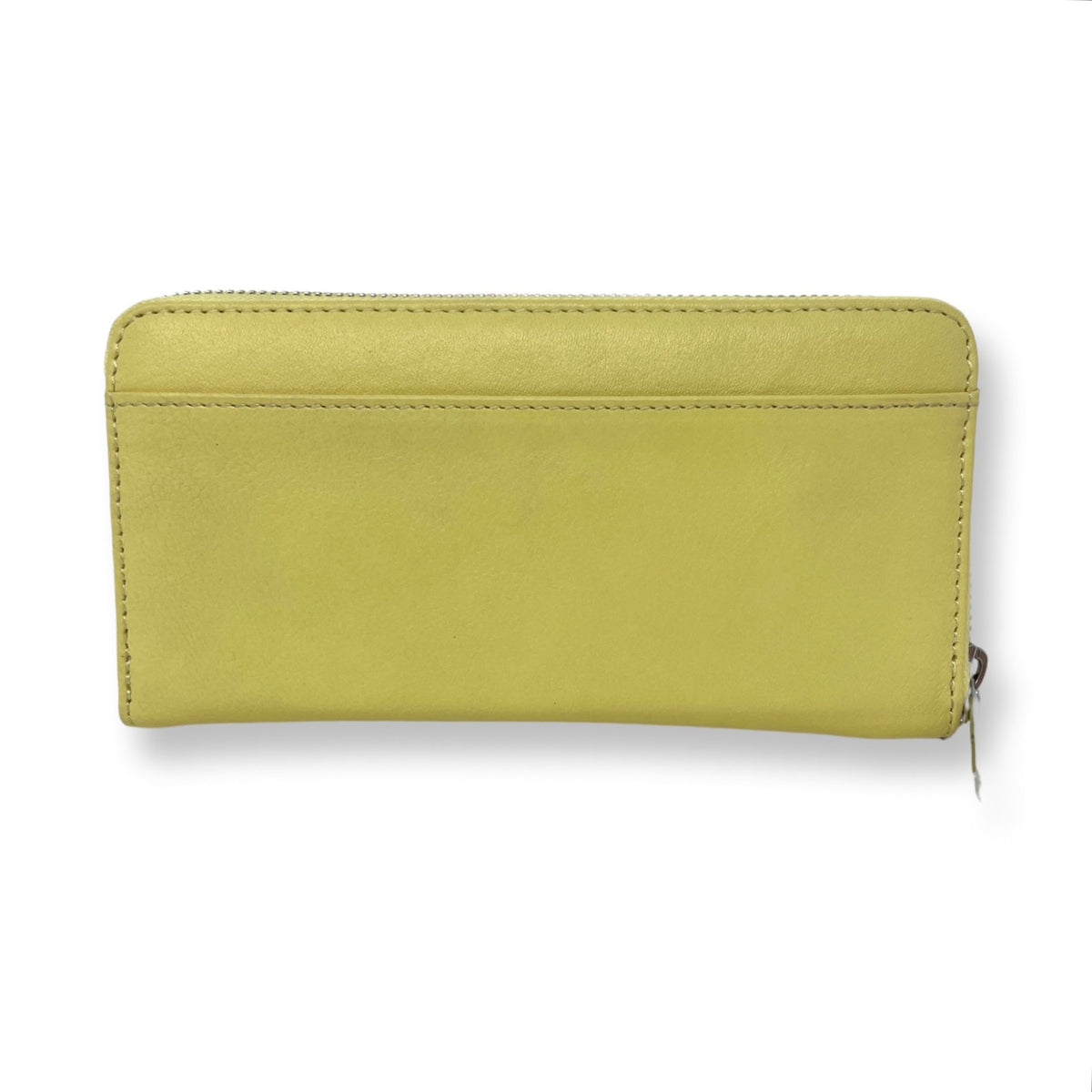 Portefeuille en cuir véritable Jaune, Carla