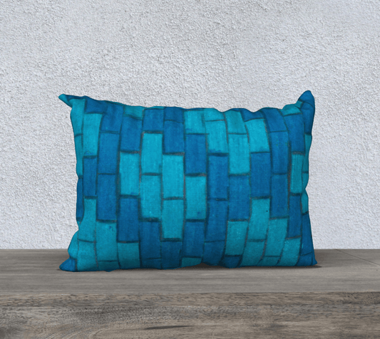 Throw Pillow Cover | 20 x 14 | Blue Bricks