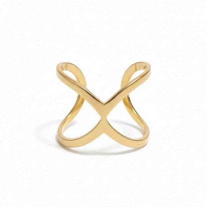 Open X Ring - Gold Stainless Steel