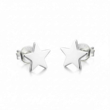 Star Silver Plate Stud Earrings