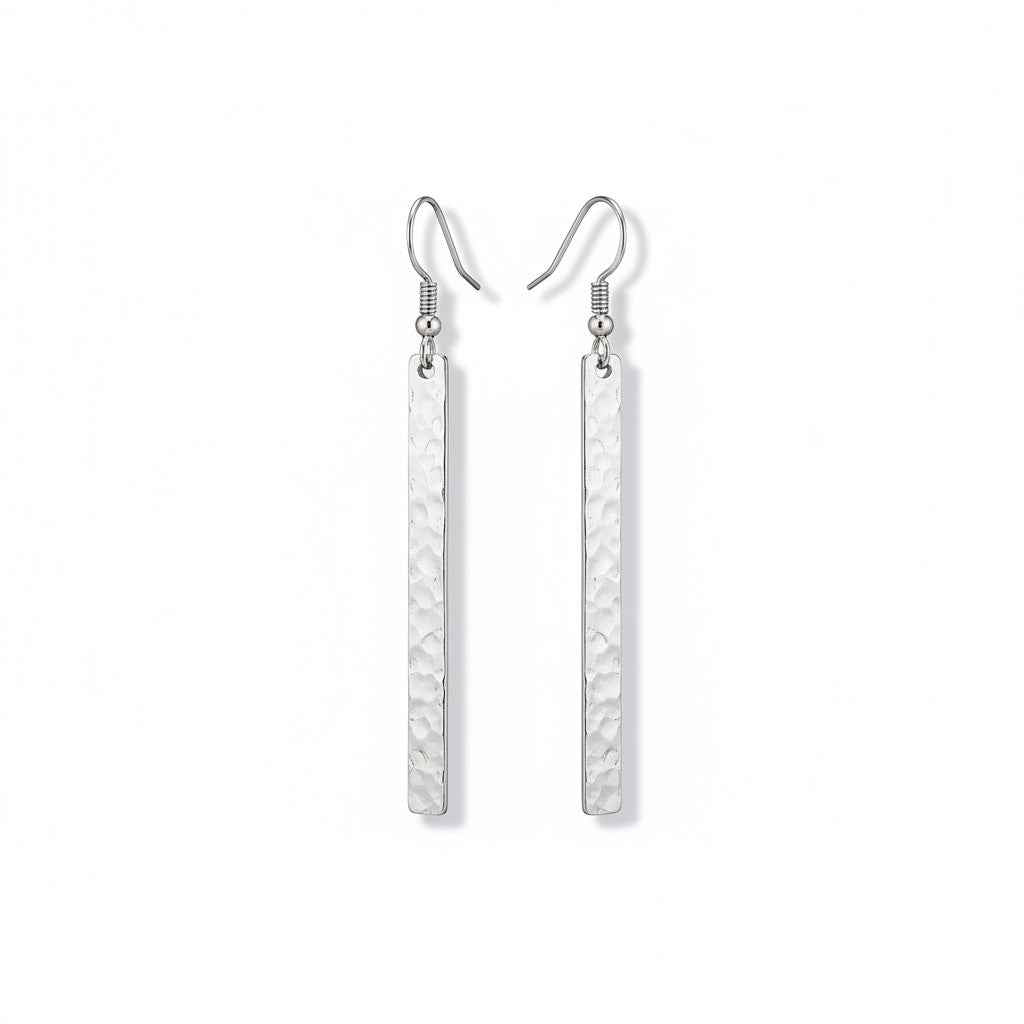 Metal Bar Earring - Silver Colour