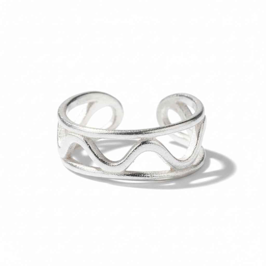 Wavy Styled Ring - Silver Plate
