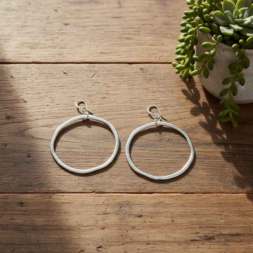Hoop Earrings In Silver Plate