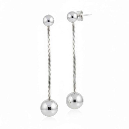 Hanging Ball Stud Earring- Grey Stainless Steel