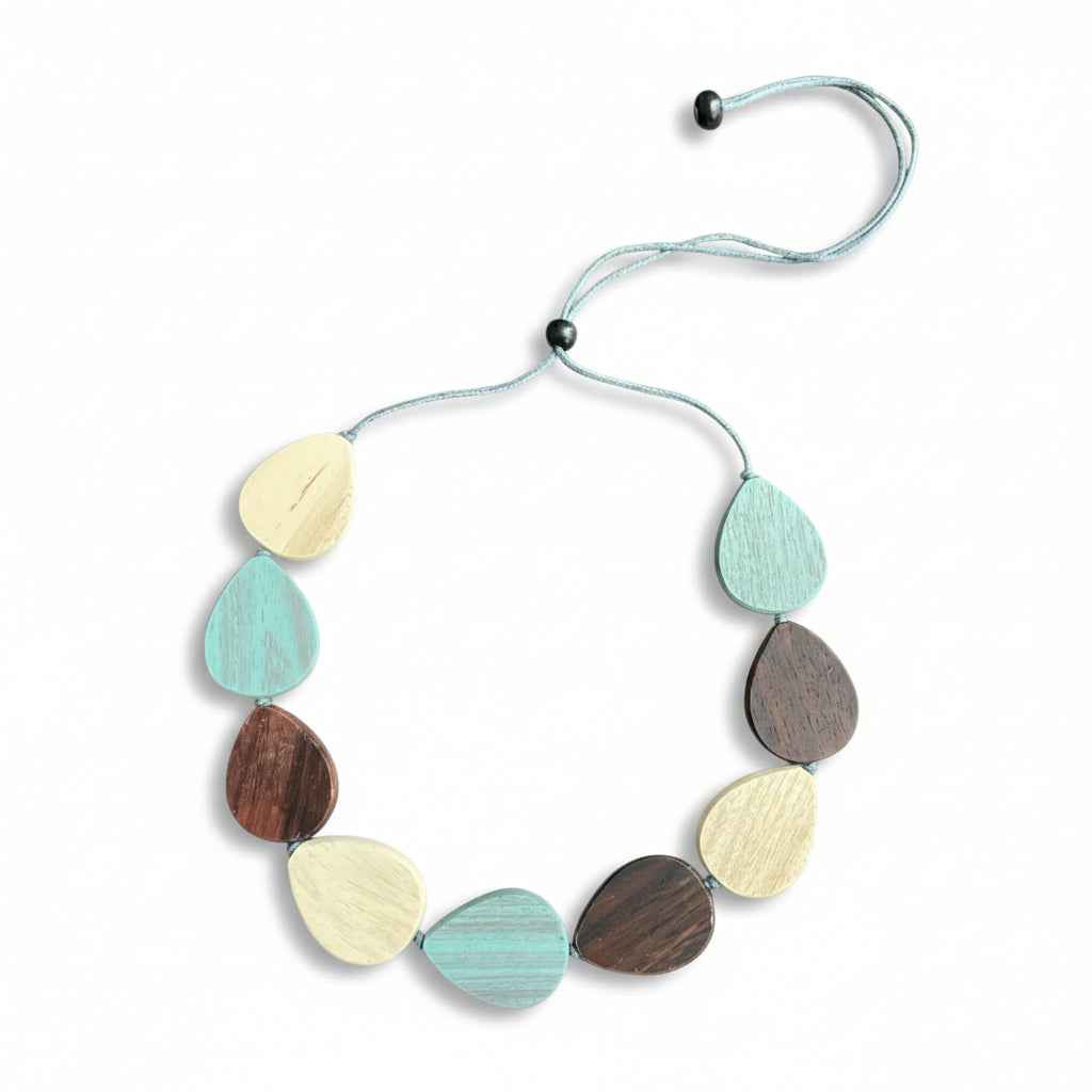 Wooden Tear Drop Necklace