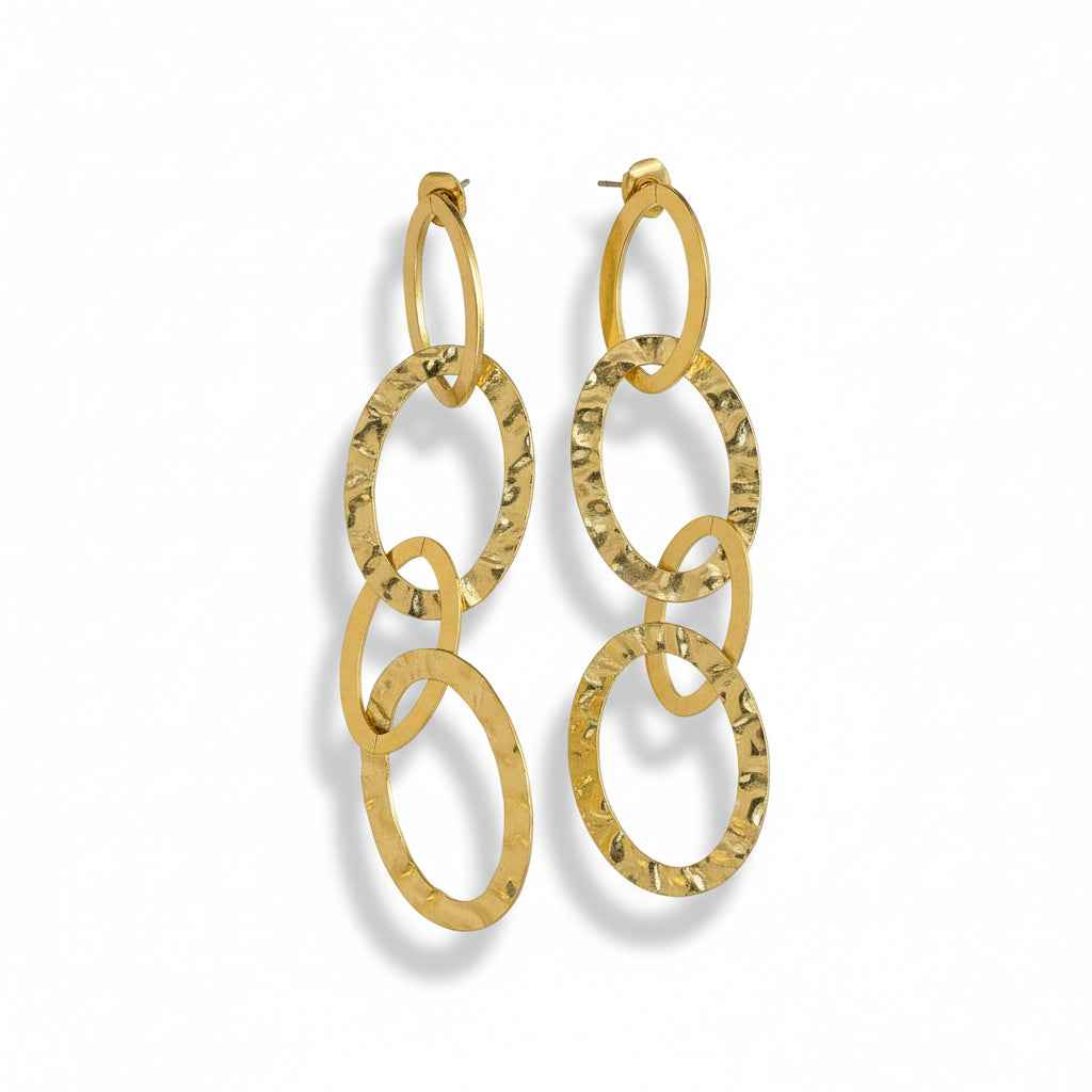 Linked Oval Earrings - Gold Stainless Steel