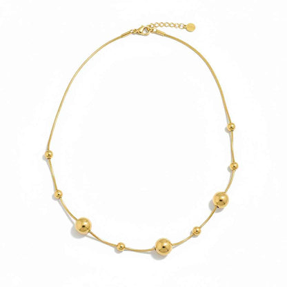 Multi Ball Necklace - Gold Stainless Steel