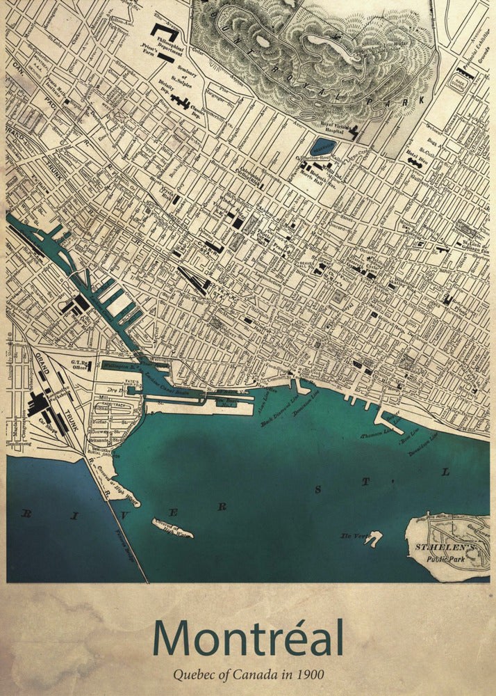 Wandbild Montreal Karte