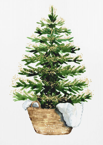 Wall art Cozy watercolor Christmas tree (2) Canvas Print