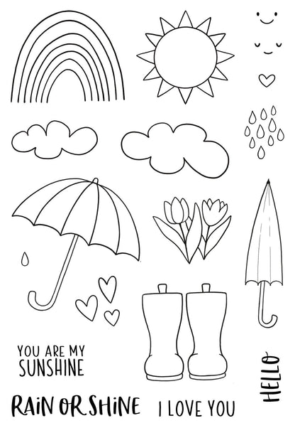Creative Expressions Jane's Doodles Rain or Shine 4 in x 6 in Clear Stamp Set