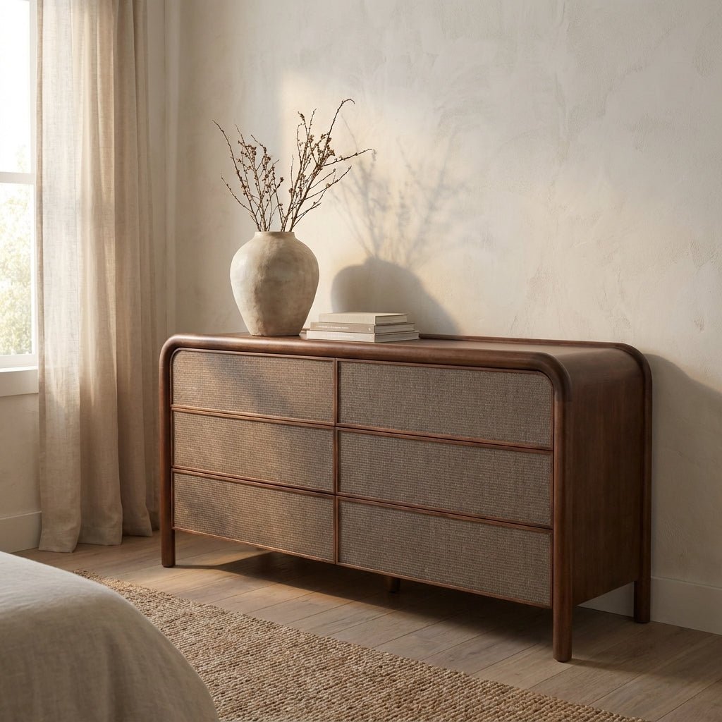 Reiko 6 Drawer Dresser Warm Brown