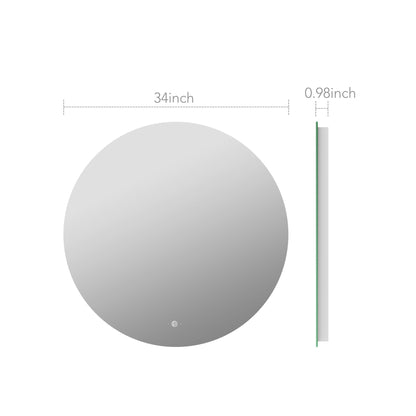30"-42" Round LED Bathroom Mirror with Sensor Switch, Dimmable Backlit Anti-Fog Vanity Mirror