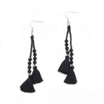 Double Tassel Crystal Drop Earring