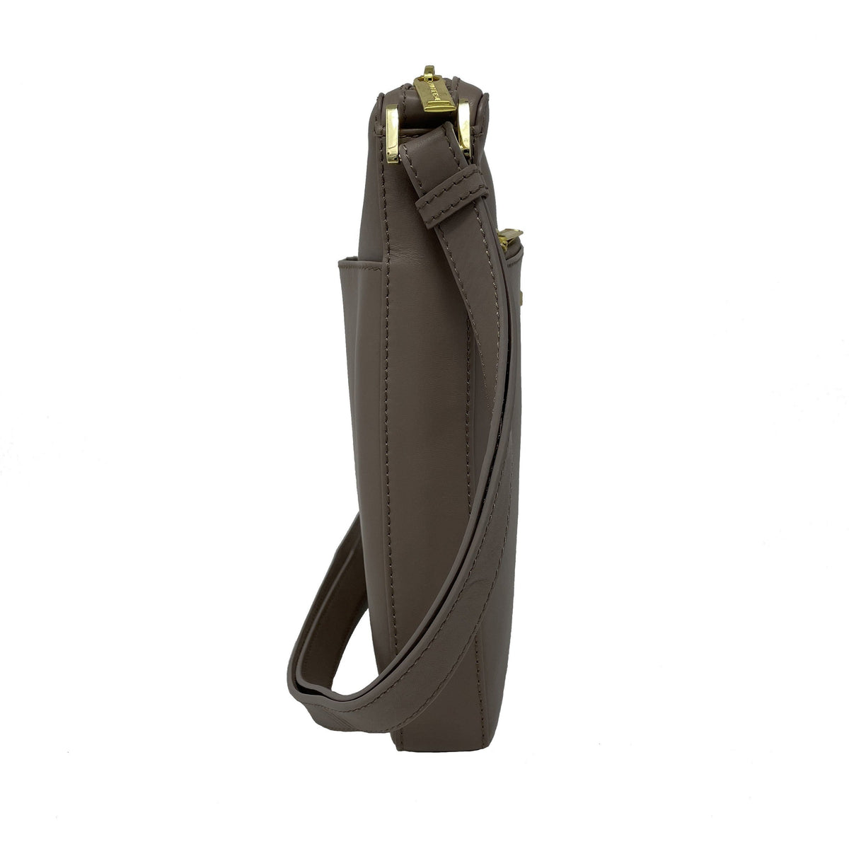 Sac à Bandoulière / Sacoche en cuir véritable Taupe | Gisèle
