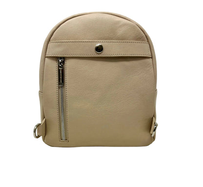 Petit Sac à dos Classique en Cuir Beige, convertible - Caroline