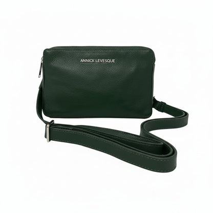 Petit sac bandoulière en cuir vert - Annie