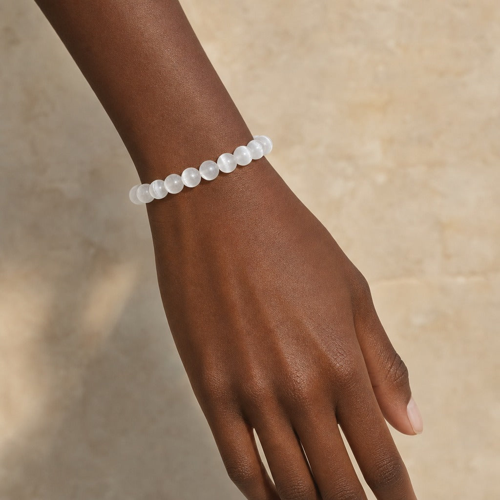 Selenite Round Bracelet - 8mm