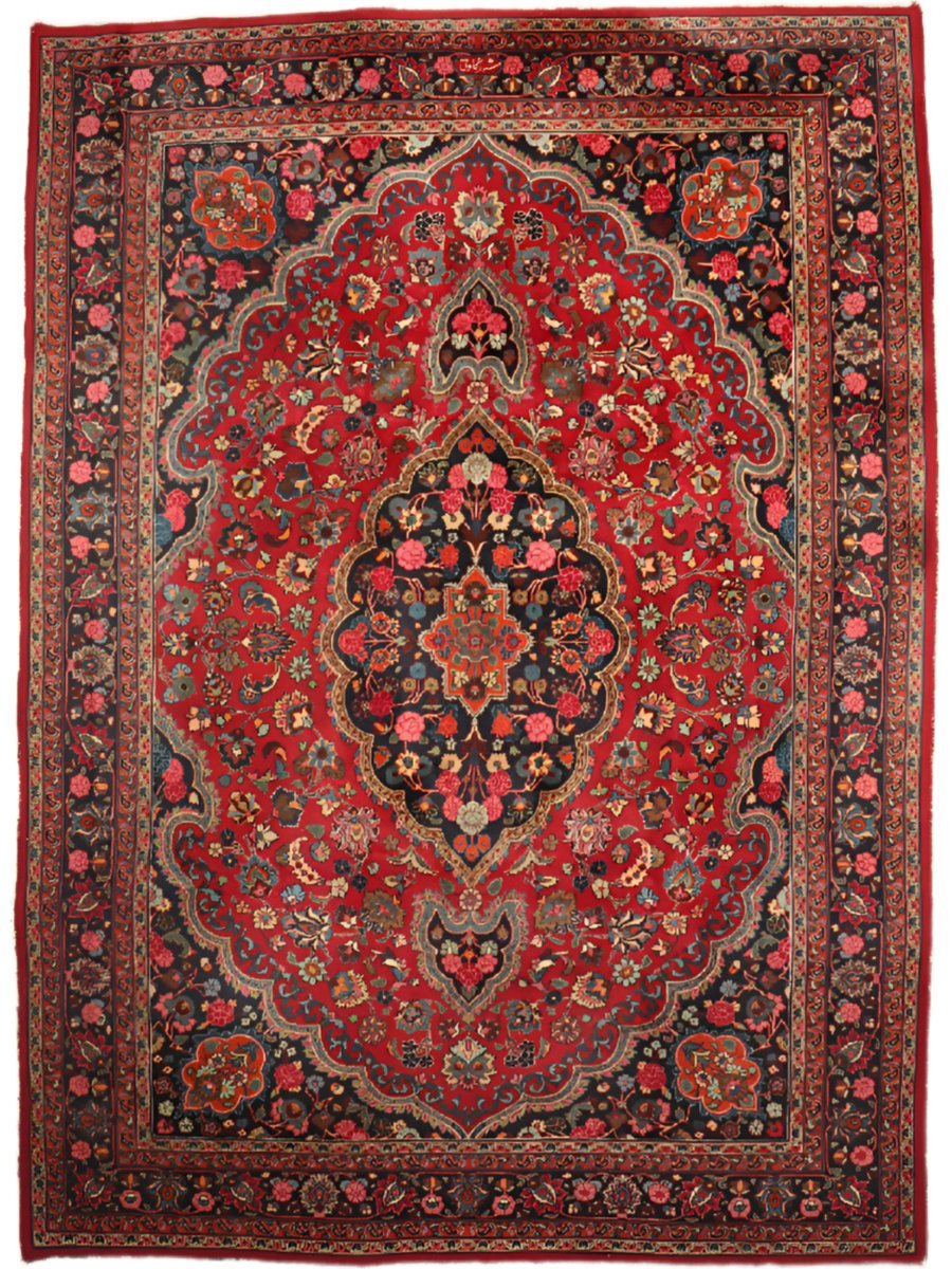 Signierter persischer Maschhad-Teppich | 8' 3" x 11' 7"