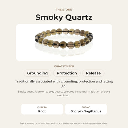Smoky Quartz Round Bracelet - 8mm