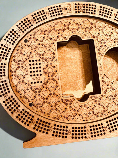 Personalized 4-Track Cribbage Board – Handcrafted, Custom Engraved & Stand-Up Display