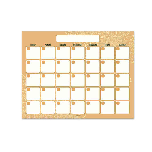 Golden Sunflower Monthly Planner - 15 Pages